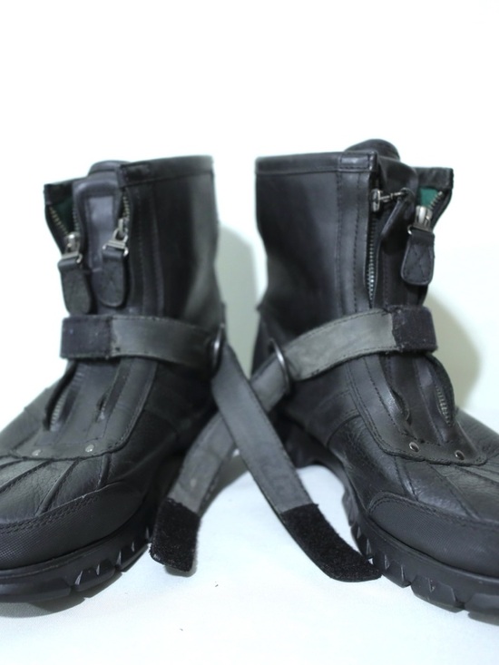 Polo Ralph Lauren Conquest Hi III Boots Sz 9.5 D Black Leather Moto Biker main image 5